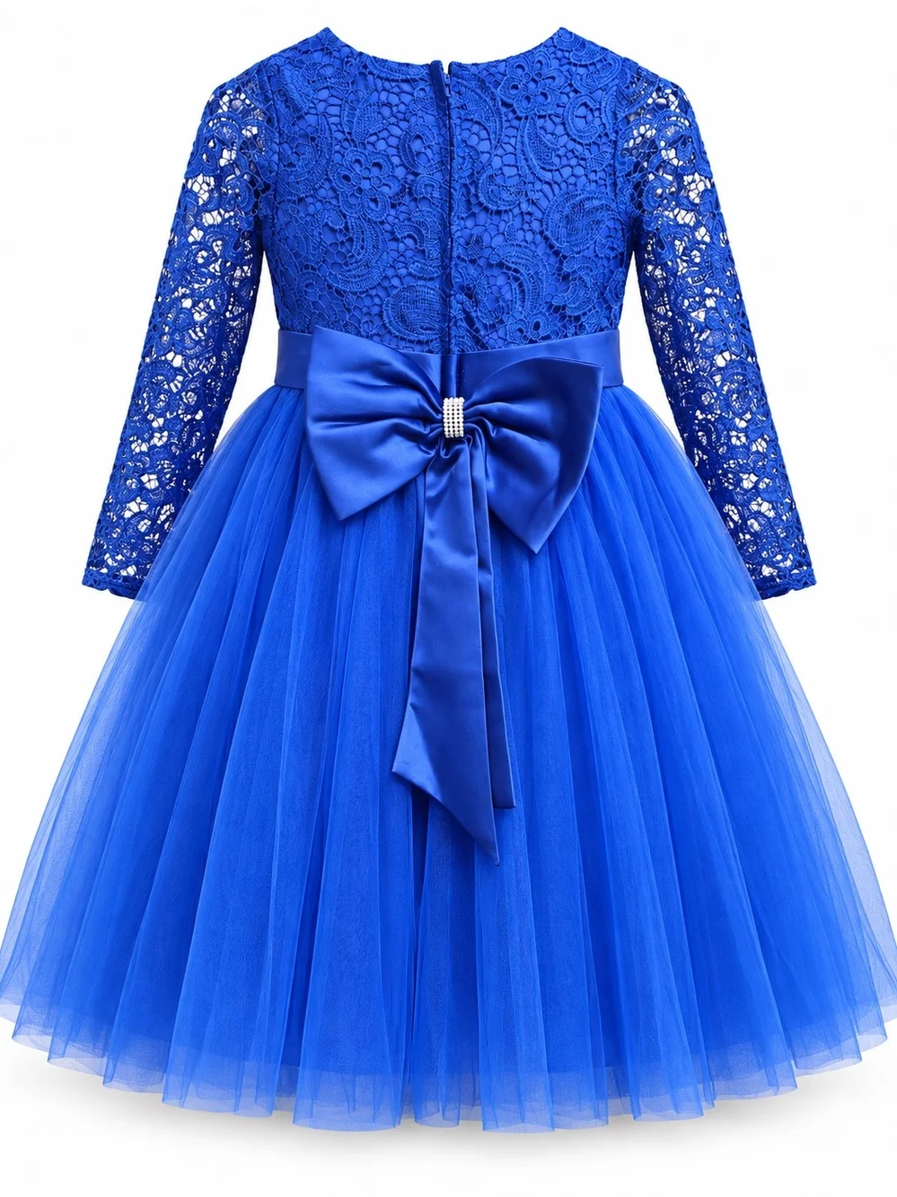 Girls' Lace & Tulle Formal Dress in Royal Blue
